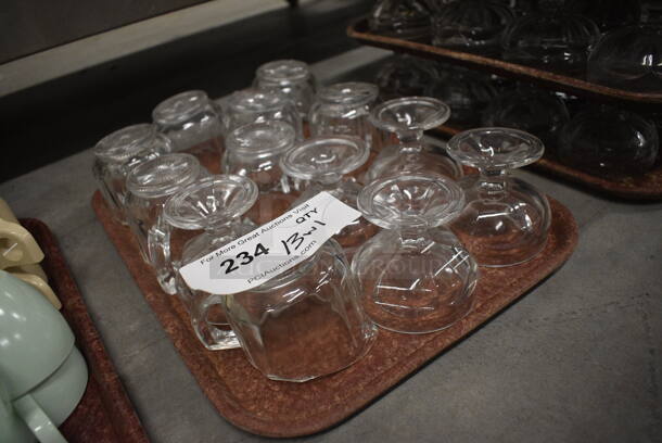 13 Various Glasses / Pourers on Brown Tray. Includes 3.5x3.5x3. 13 Times Your Bid! - Image 4 of 4