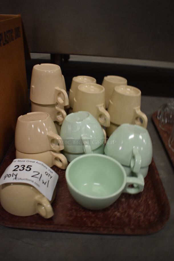 21 Poly Mugs on Brown Tray. Includes 4x3x3. 21 Times Your Bid! - Image 2 of 3
