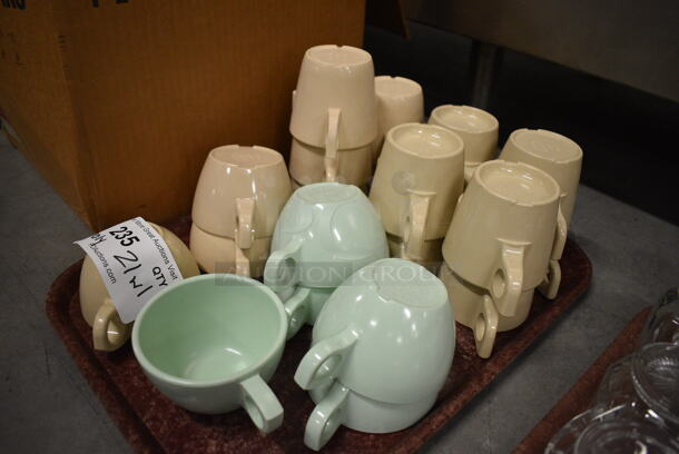 21 Poly Mugs on Brown Tray. Includes 4x3x3. 21 Times Your Bid! - Image 3 of 3