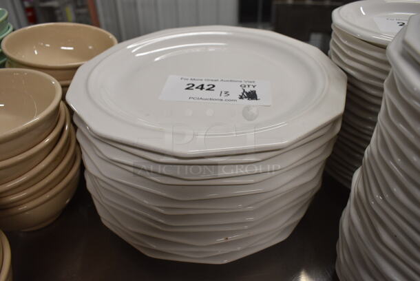 13 White Ceramic Plates. 10.5x10.5x1. 13 Times Your Bid! - Image 1 of 3