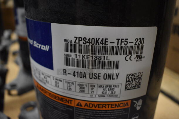 3 Copeland Scroll Model ZPS40K4E-TF5-230 Metal Commercial Motors. 200-230 Volts, 1 Phase. 9.5x9.5x17. 3 Times Your Bid! - Image 4 of 7