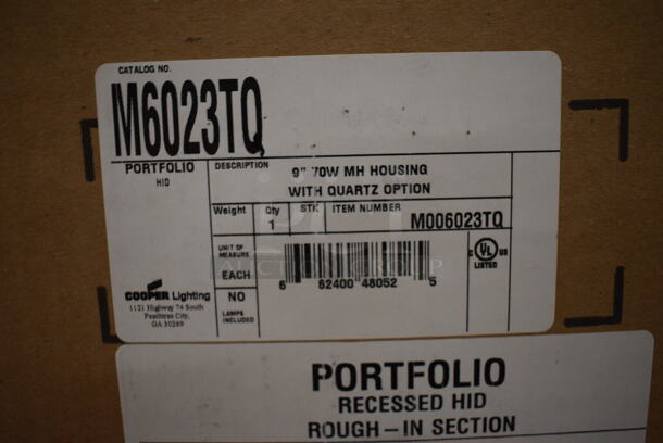 6 BRAND NEW IN BOX! Halo HID Recessed Round Lensed Downlight Rough-In Section. 3 Are Model M6023T, 3 Are Model M6023TQ. 29x13x10. 6 Times Your Bid! - Image 6 of 8