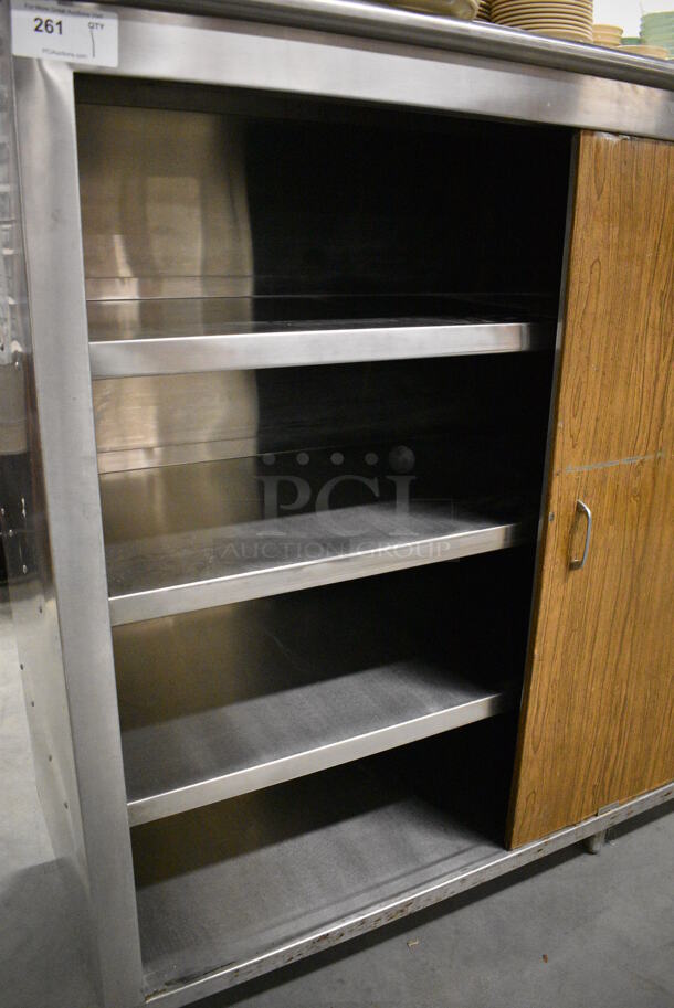 Metal Commercial Cabinet w/ 2 Sliding Wood Pattern Doors. 84x25x59.5 - Image 5 of 7