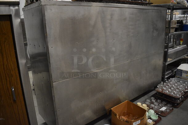 Metal Floor Style Cabinet w/ 2 Wood Pattern Sliding Doors. 84x25x59.5 - Image 7 of 7