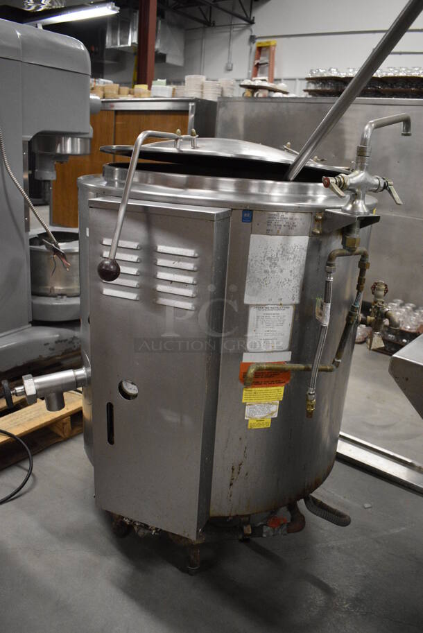 GORGEOUS! Groen Model AH/1E-40 Stainless Steel Commercial Natural Gas Powered Floor Style 40 Gallon Steam Kettle w/ Mixing Whisk Paddle. 100,000 BTU. 39x43x49. Whisk: 8x8x48 - Image 2 of 10