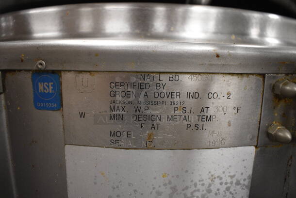GORGEOUS! Groen Model AH/1E-40 Stainless Steel Commercial Natural Gas Powered Floor Style 40 Gallon Steam Kettle w/ Mixing Whisk Paddle. 100,000 BTU. 39x43x49. Whisk: 8x8x48 - Image 3 of 10