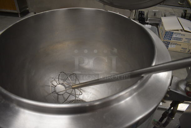 GORGEOUS! Groen Model AH/1E-40 Stainless Steel Commercial Natural Gas Powered Floor Style 40 Gallon Steam Kettle w/ Mixing Whisk Paddle. 100,000 BTU. 39x43x49. Whisk: 8x8x48 - Image 6 of 10