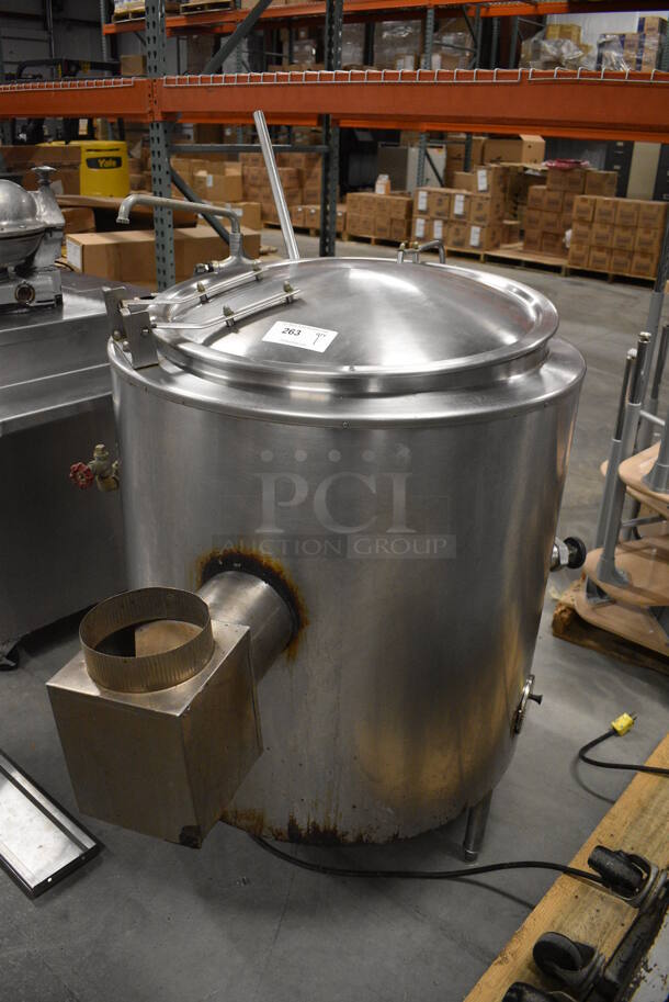 GORGEOUS! Groen Model AH/1E-40 Stainless Steel Commercial Natural Gas Powered Floor Style 40 Gallon Steam Kettle w/ Mixing Whisk Paddle. 100,000 BTU. 39x43x49. Whisk: 8x8x48 - Image 8 of 10