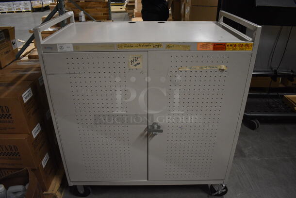 White Metal Portable Laptop Cart on Commercial Casters. 42.5x24x47.5 - Image 1 of 6