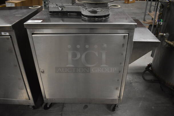 Stainless Steel Commercial Cashier Station w/ Front Door on Commercial Casters. 38x27.5x36