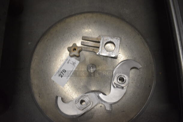 ALL ONE MONEY! Lot of Stainless Steel Buffalo Chopper Bowl and 2 S Blades. 15x15x3.5 - Image 2 of 3