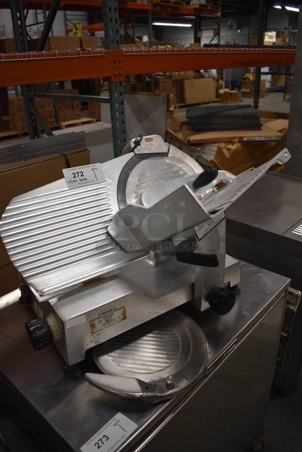 NICE! Berkel Model 827 Stainless Steel Commercial Countertop Meat Slicer w/ Blade Sharpener and Extra Blade Guard. 115 Volts, 1 Phase. 24x20x18 - Image 3 of 7