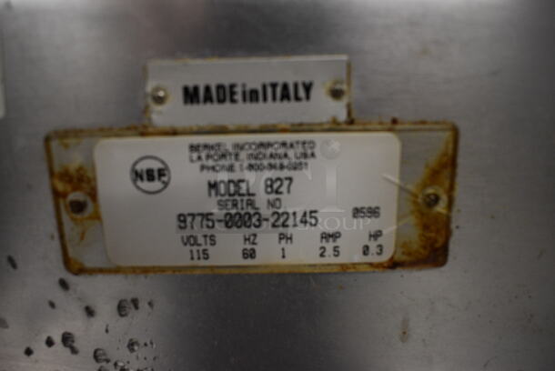 NICE! Berkel Model 827 Stainless Steel Commercial Countertop Meat Slicer w/ Blade Sharpener and Extra Blade Guard. 115 Volts, 1 Phase. 24x20x18 - Image 5 of 7