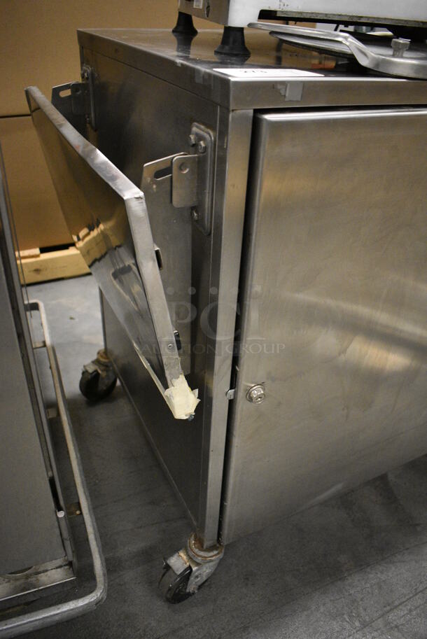 Servolift Eastern Stainless Steel Commercial Cashier Station w/ 2 Tray Slides and Front Door on Commercial Casters. 38x24x34 - Image 3 of 6