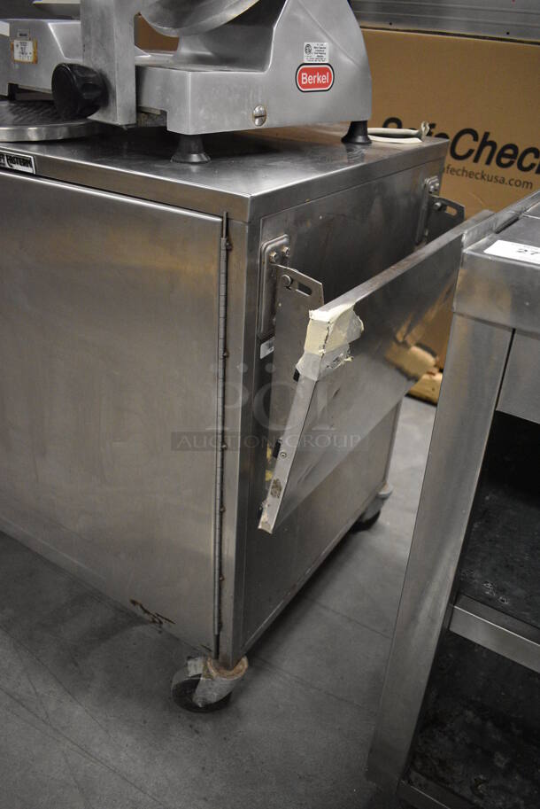 Servolift Eastern Stainless Steel Commercial Cashier Station w/ 2 Tray Slides and Front Door on Commercial Casters. 38x24x34 - Image 4 of 6
