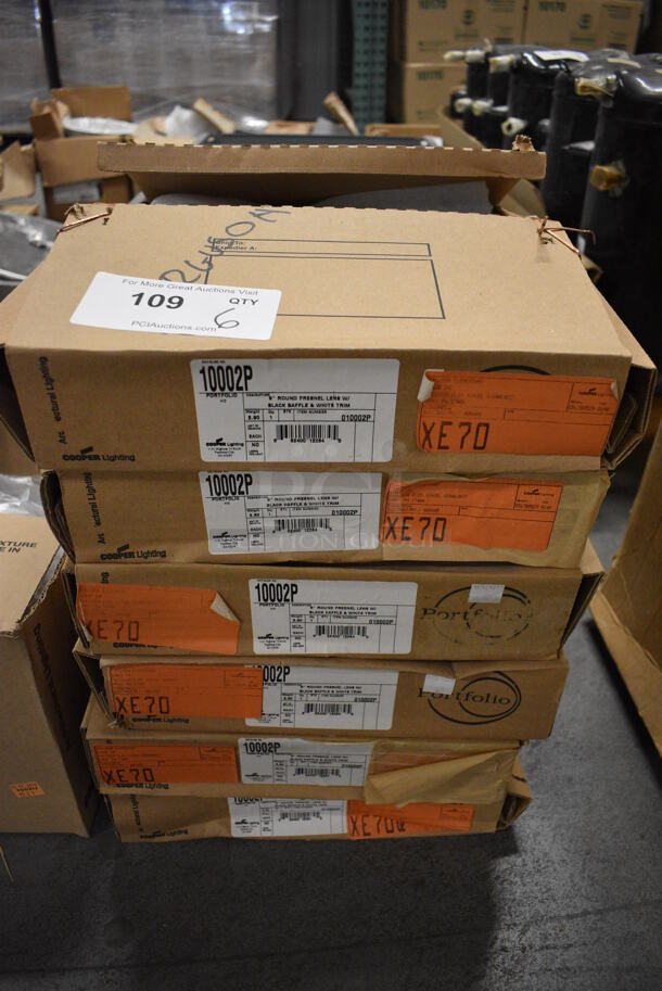 6 BRAND NEW IN BOX! Glass Fresnel Lens w/ Black Baffle and White Trim. 11x11x2. 6 Times Your Bid! - Image 6 of 6