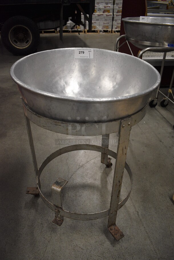 Metal Kettle Mixing Bowl on Metal Portable Stand w/ Commercial Casters. 24x24x34