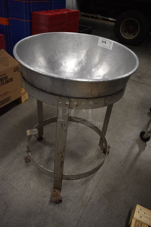 Metal Kettle Mixing Bowl on Metal Portable Stand w/ Commercial Casters. 24x24x34 - Image 3 of 4