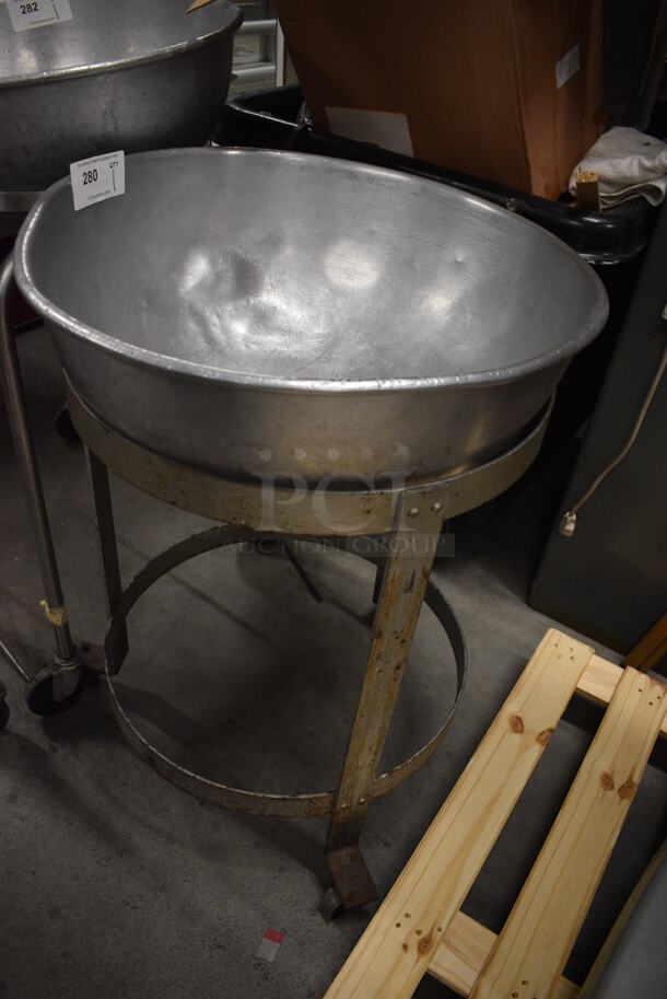 Metal Kettle Mixing Bowl on Metal Portable Stand w/ Commercial Casters. 24x24x34 - Image 2 of 4