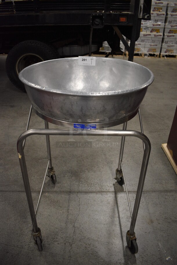 Vollrath Metal Kettle Mixing Bowl on Metal Portable Stand w/ Commercial Casters. 24x24x37