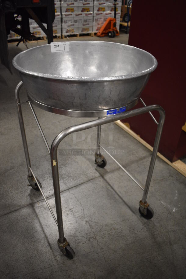 Vollrath Metal Kettle Mixing Bowl on Metal Portable Stand w/ Commercial Casters. 24x24x37 - Image 2 of 5