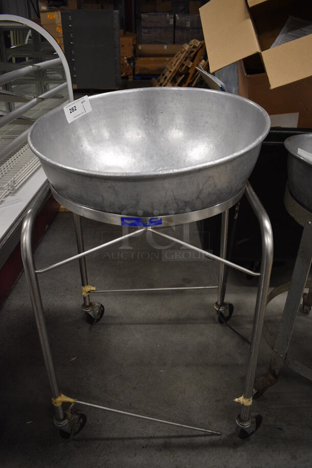 Vollrath Metal Kettle Mixing Bowl on Metal Portable Stand w/ Commercial Casters. 24x24x37