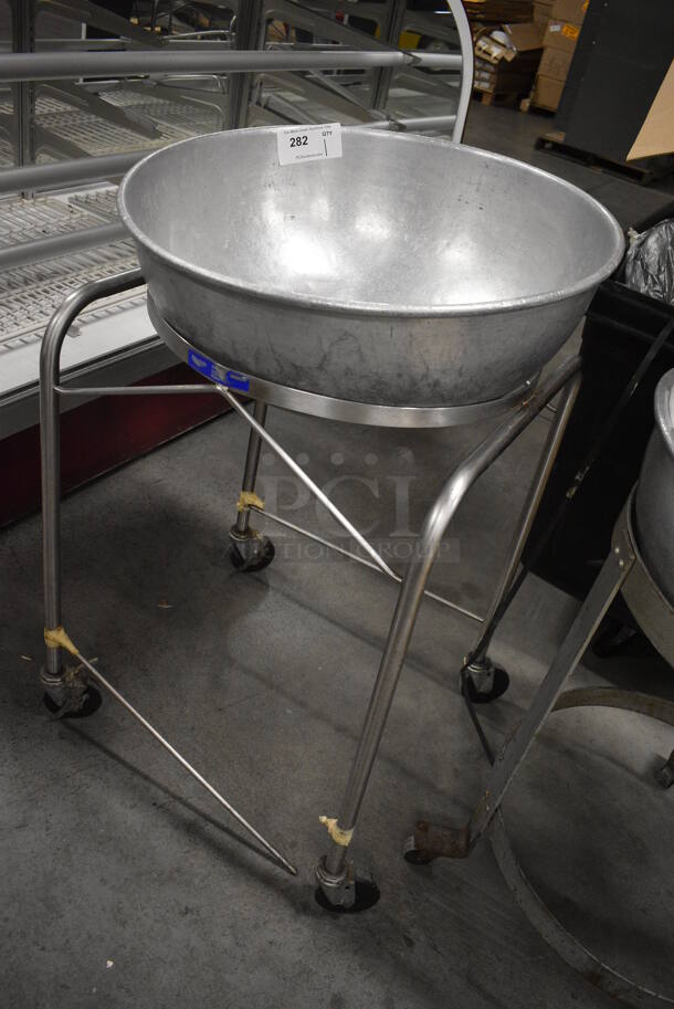 Vollrath Metal Kettle Mixing Bowl on Metal Portable Stand w/ Commercial Casters. 24x24x37 - Image 3 of 5