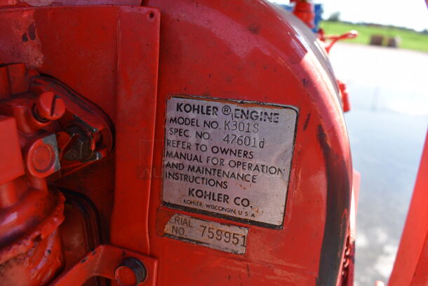 Graveley Kohler Model K301S Red Metal Commercial Push Plow. 48x72x40, Plow 48x20 - Image 11 of 12