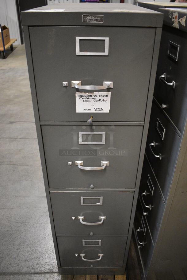Harrison Gray Metal 4 Drawer Filing Cabinet. 15x28.5x52