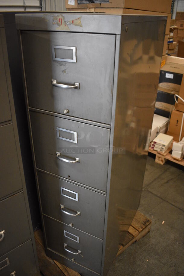 Shaw Maker Gray Metal 4 Drawer Filing Cabinet. 15x27x52