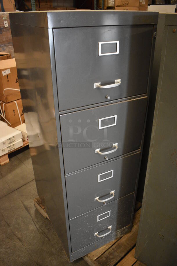 Gray Metal 4 Drawer Filing Cabinet. 18x27x52