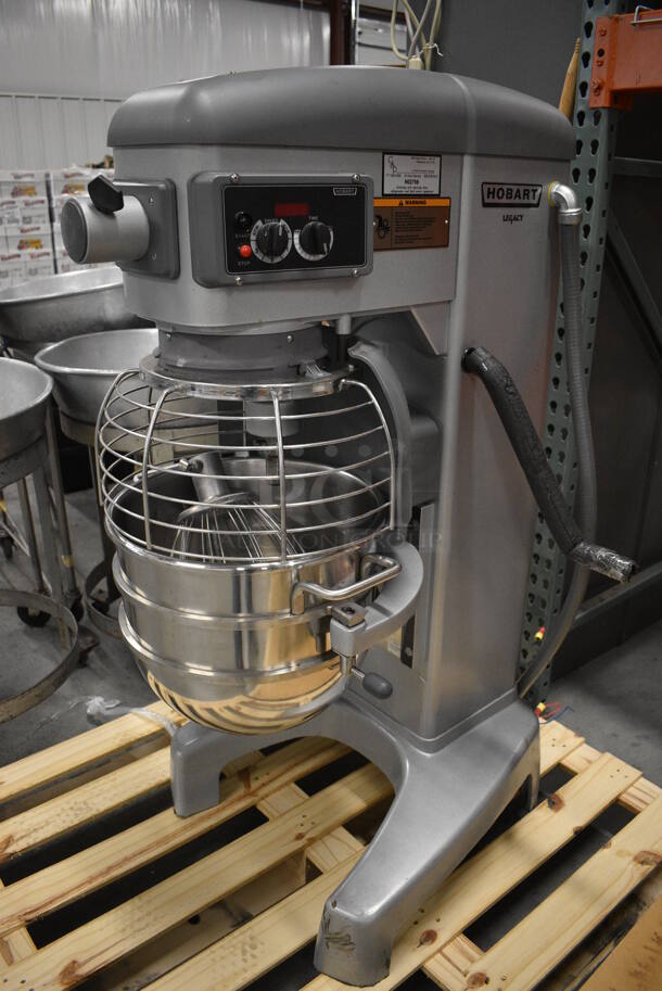 GORGEOUS! Hobart Legacy Model HL300 Metal Commercial Floor Style 30 Quart Planetary Mixer w/ Stainless Steel Mixing Bowl, Bowl Guard and Whisk Attachment. 200-240 Volts, 3 Phase. 24x32x50