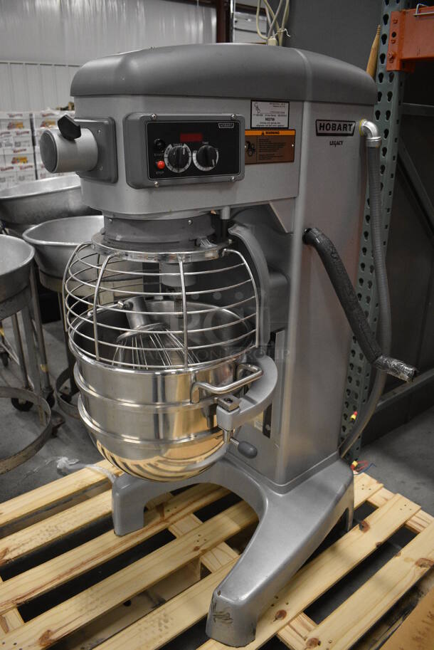 GORGEOUS! Hobart Legacy Model HL300 Metal Commercial Floor Style 30 Quart Planetary Mixer w/ Stainless Steel Mixing Bowl, Bowl Guard and Whisk Attachment. 200-240 Volts, 3 Phase. 24x32x50 - Image 1 of 11