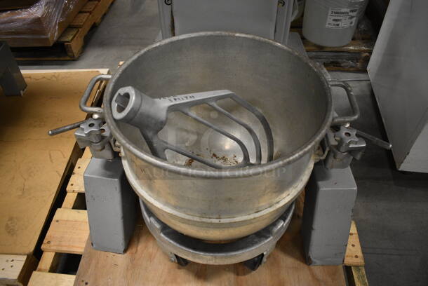 STUNNING! Hobart Model H-600T Metal Commercial Floor Style 60 Quart Planetary Mixer w/ Bowl Adapter. Stainless Steel Mixing Bowl, Mixing Bowl Dolly and Paddle Attachment. 200 Volts, 3 Phase. 28x39x56 - Image 5 of 12