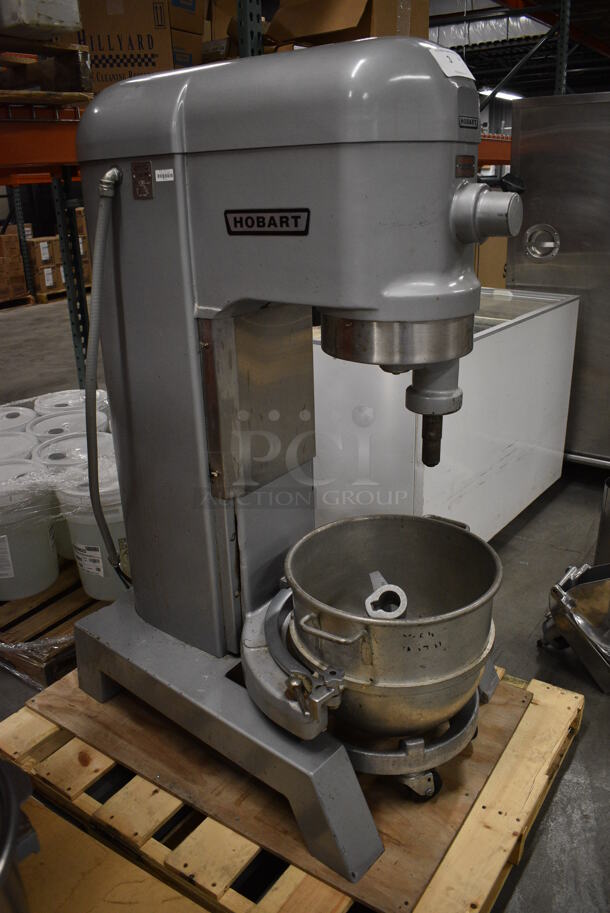 STUNNING! Hobart Model H-600T Metal Commercial Floor Style 60 Quart Planetary Mixer w/ Bowl Adapter. Stainless Steel Mixing Bowl, Mixing Bowl Dolly and Paddle Attachment. 200 Volts, 3 Phase. 28x39x56 - Image 9 of 12