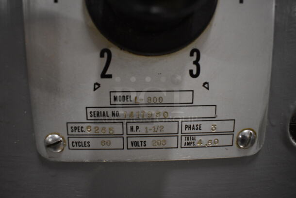 STUNNING! Hobart Model L-800 Metal Commercial Floor Style 80 Quart Planetary Mixer w/ Stainless Steel Mixing Bowl, Mixing Bowl Dolly, Whisk and Paddle Attachments. 208 Volts, 3 Phase. 24x42x57 - Image 10 of 11
