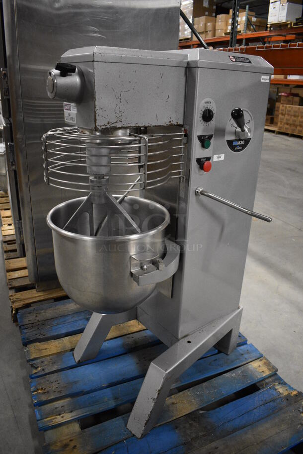 BEAUTIFUL! Univex Model SRM30 Metal Commercial Floor Style 30 Quart Planetary Mixer w/ Stainless Steel Mixing Bowl, Bowl Guard and Paddle Attachment. 115 Volts, 1 Phase. 22x34x50 - Image 11 of 11