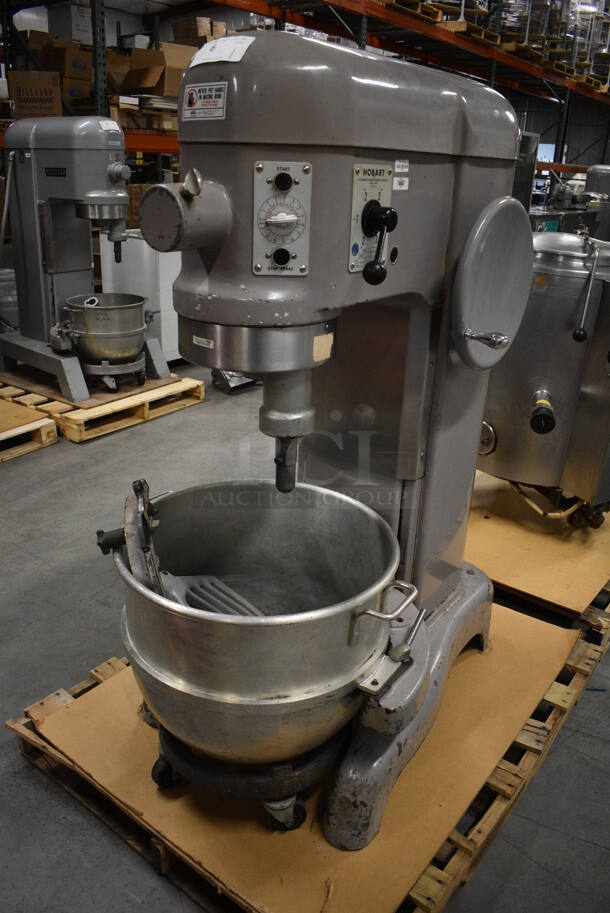 STUNNING! Hobart Model L-800 Metal Commercial Floor Style 80 Quart Planetary Mixer w/ Stainless Steel Mixing Bowl, Bowl Adaptor, Mixing Bowl Dolly and Paddle Attachment. 208 Volts, 3 Phase. 28x40x56 - Image 6 of 12