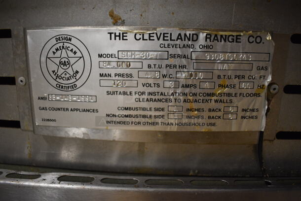 STUNNING! Cleveland Model SGM-30-T Stainless Steel Commercial Floor Style Natural Gas Powered 30 Gallon Tilting Braising Pan. 84,000 BTU. 39x37x47 - Image 6 of 10