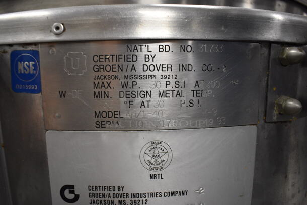 GORGEOUS! Groen Model AH/1-40 Stainless Steel Commercial Natural Gas Powered Floor Style 40 Gallon Steam Kettle. 100,000 BTU. 34x41x48 - Image 9 of 12