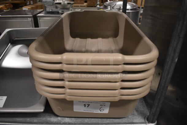 6 Tan Poly Bins. 24x13x5. 6 Times Your Bid!