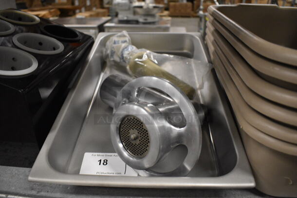 Metal Commercial Meat Grinder w/ Tray and Pusher. 13x21x5 - Image 4 of 4