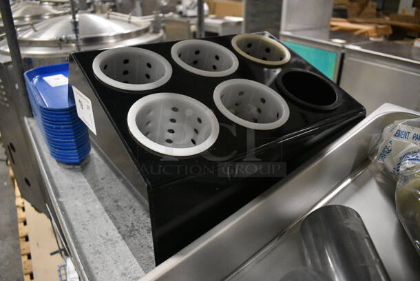 Black Poly Countertop 6 Compartment Silverware Holder. 15x13x10 - Image 1 of 4