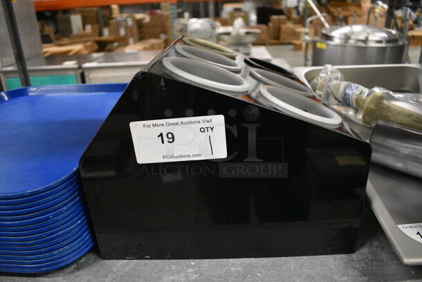 Black Poly Countertop 6 Compartment Silverware Holder. 15x13x10 - Image 2 of 4