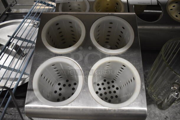 Metal Countertop 4 Compartment Silverware Holder. 10x12x8.5 - Image 3 of 3
