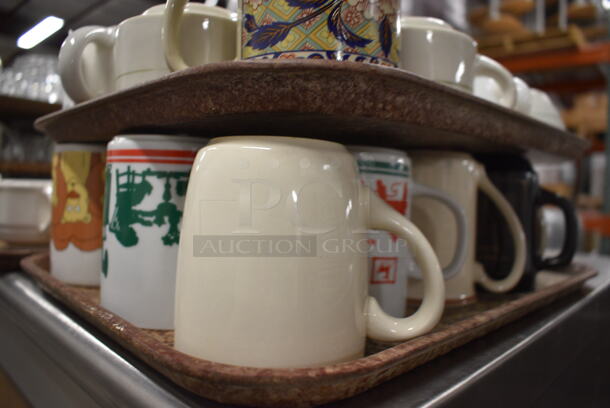 22 Various Ceramic Mugs on 2 Brown Trays. Includes 4.5x3.5x3.5. 22 Times Your Bid! - Image 4 of 5