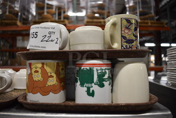 22 Various Ceramic Mugs on 2 Brown Trays. Includes 4.5x3.5x3.5. 22 Times Your Bid! - Image 5 of 5