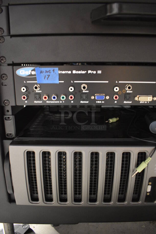 MARVELOUS! 2014 Barco Model DP2K-12C Commercial Countertop DLP Cinema Projector on Cabinet w/ Film-Tech FT21 Automation Cinema System, Gefer Cinema Scaler Pro III and Tripp Lite Surge Protector. 200-240 Volts. See Lot 2 For Additional Pictures! 26x38x22, 24x53x38. BUYER MUST REMOVE. Tested and Working! - Image 11 of 12