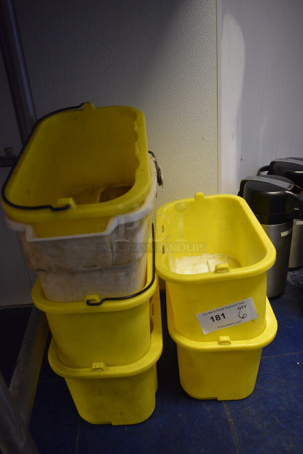 6 Poly Bins; 1 White and 5 Yellow. 14x8.5x8. 6 Times Your Bid!