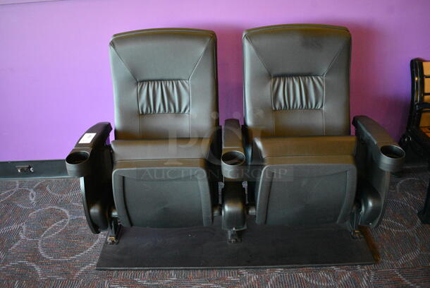 ALL ONE MONEY! Lot of 2 BRAND NEW Black Leather Style Cinema / Movie Theater Seats! One Seat: 28x28x40. BUYER MUST REMOVE